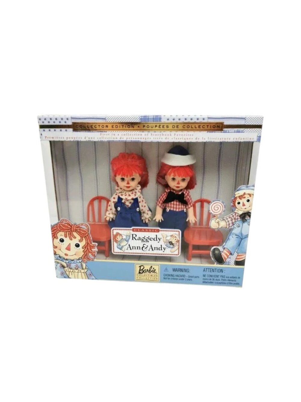 Raggedy  Anne Andy‎ Mattel Kelly Tommy Barbie Storybook Chairs Perfect in Box